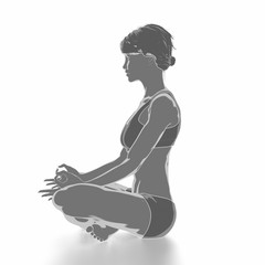 Fitness woman stretching on white isolated - yoga concept