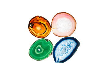 Color mosaic made of four backlit agate stones