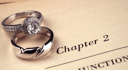 wedding rings  on book