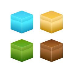 Isometric 3D cube textures vector set for computer games
