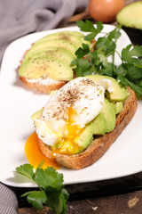 sandwich with avocado and poached egg