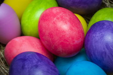 Rustic image of Easter Eggs in a wicker basket