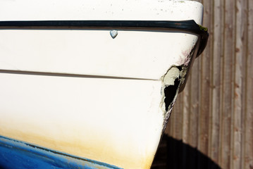 Damaged sailboat