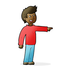 cartoon happy man pointing and laughing