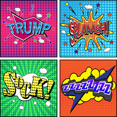 Set of comic sound effects. Pop art style. Vector illustration.