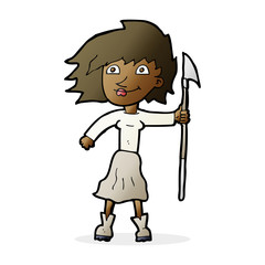 cartoon woman with spear