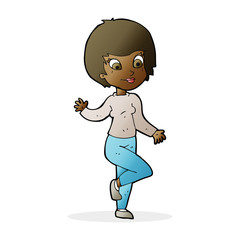 cartoon woman waving