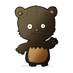cartoon black bearcub waving