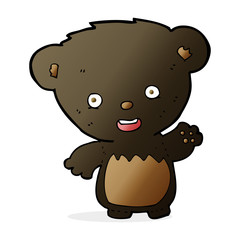 Naklejka premium cartoon black bearcub waving