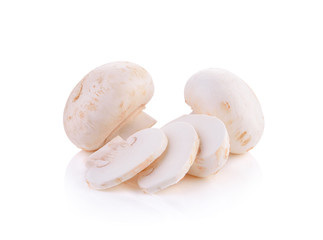 Fresh button mushrooms, champignons, on white background