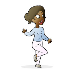 cartoon friendly woman waving