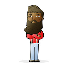 cartoon serious man with beard