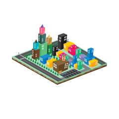 Obraz premium isometric block cartoon world