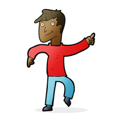 cartoon happy man pointing
