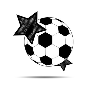 Soccer balls and stars on a white background.Vector