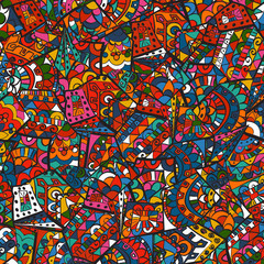 Vintage decorative hand drawn background with Islam, Arabic or Indian motifs