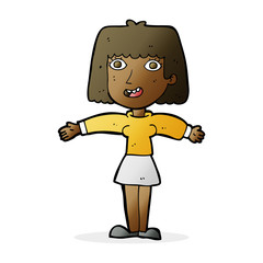 cartoon excited woman