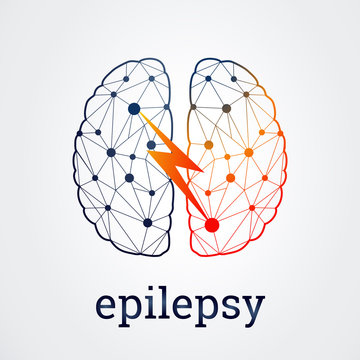 Human Brain With Epilepsy Activity In One Side, Vector Illustration