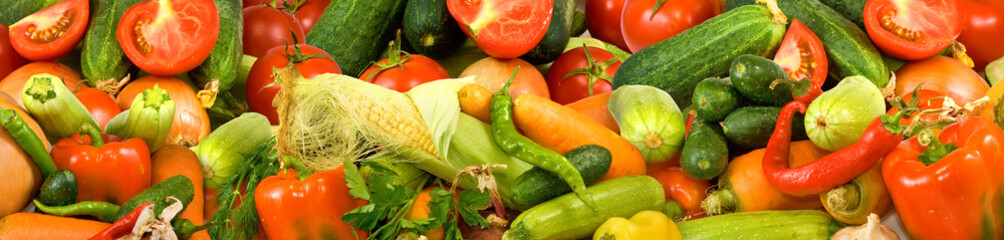 image of many raw ripe vegetables close-up