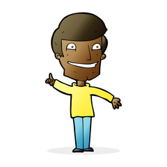 cartoon grinning man with idea