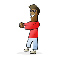 cartoon grinning man wearing glasses