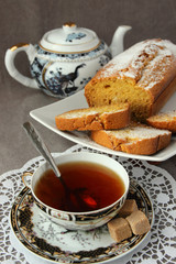 Homemade cake and a cup of tea..