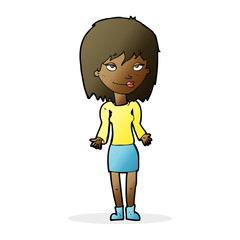 cartoon woman shrugging shoulders