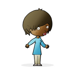 cartoon woman shrugging shoulders