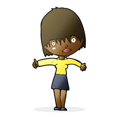 cartoon curious woman