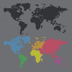 World map halftone dot vector set