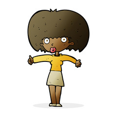 cartoon woman giving thumbs up symbol