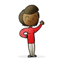 cartoon friendly waving woman