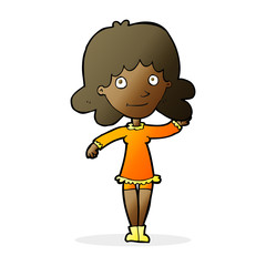 cartoon friendly woman waving