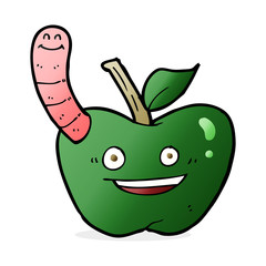 cartoon apple with worm