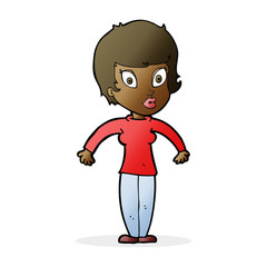 cartoon woman shrugging shoulders