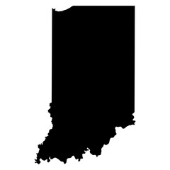 Indiana black map on white background vector - obrazy, fototapety, plakaty