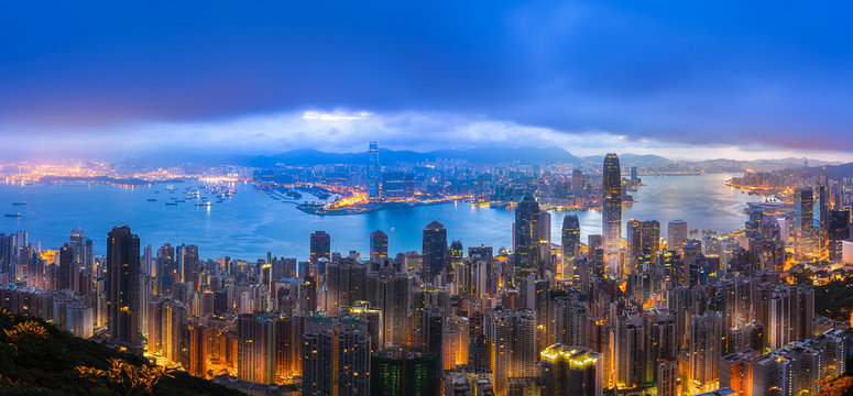 China Hong Kong City view from Peak 