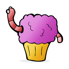cartoon worm in cupcake