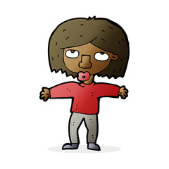 cartoon girl looking upwards