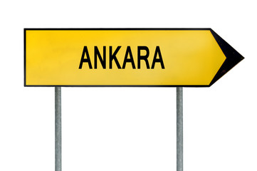 Yellow street concept sign Ankara isolated on white