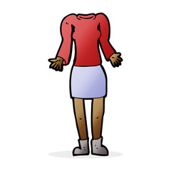 cartoon female body with shrugging shoulders (mix and match cart
