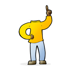 cartoon headless body with raised hand
