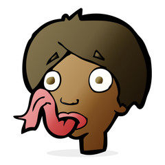 cartoon head sticking out tongue