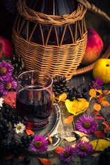 Autumn kitchen tincture chokeberry scenery vintage