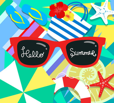 Vector summer background with holiday elements 