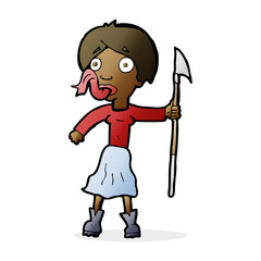 Fototapeta premium cartoon woman with spear sticking out tongue