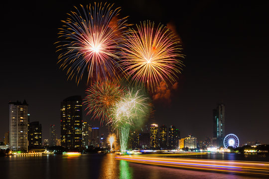 Celebration time in new year party 2016 at Asiatique the river f