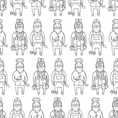 Seamless pattern with people of different professions: chief, do