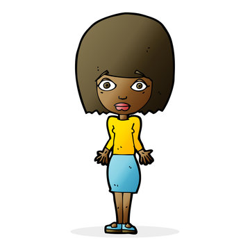 recommend clip art: cartoon woman shrugging shoulders