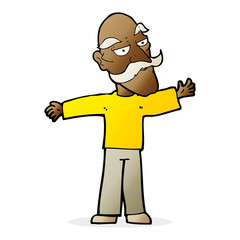 cartoon old man spreading arms wide